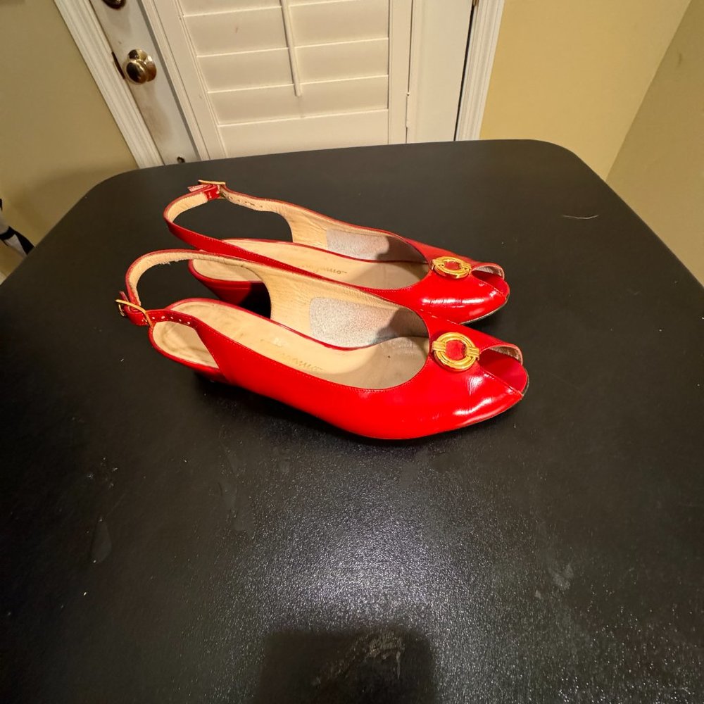 Salvatore Ferragamo sie 7.5B red sling back shoes - Picture 12 of 12